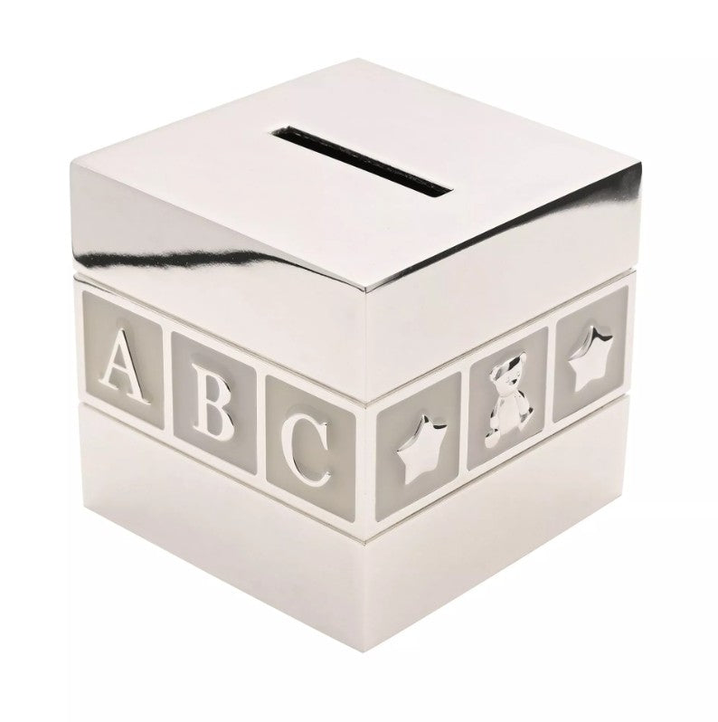 Silverplated ABC & 123 Cube Money Box