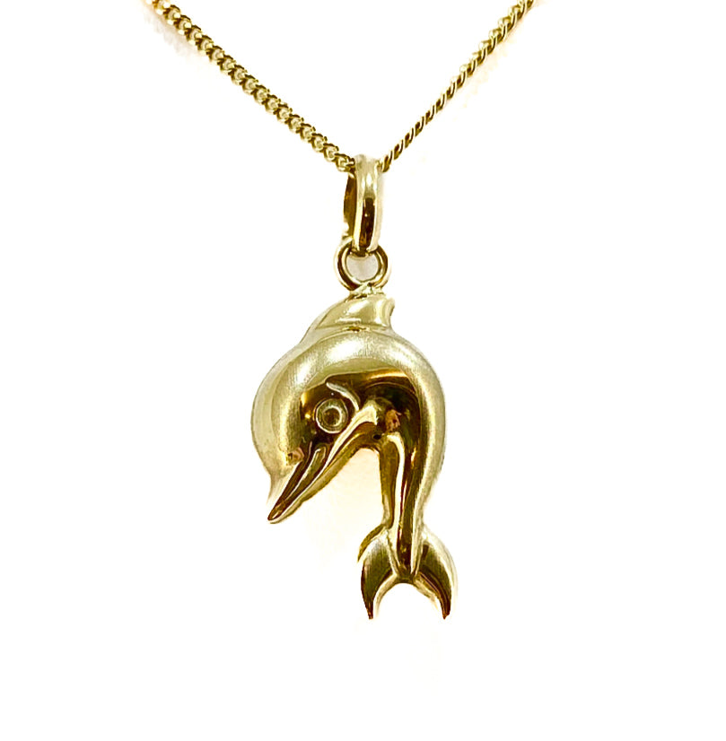 14ct Yellow Gold Dolphin Charm Pendant Pre Loved