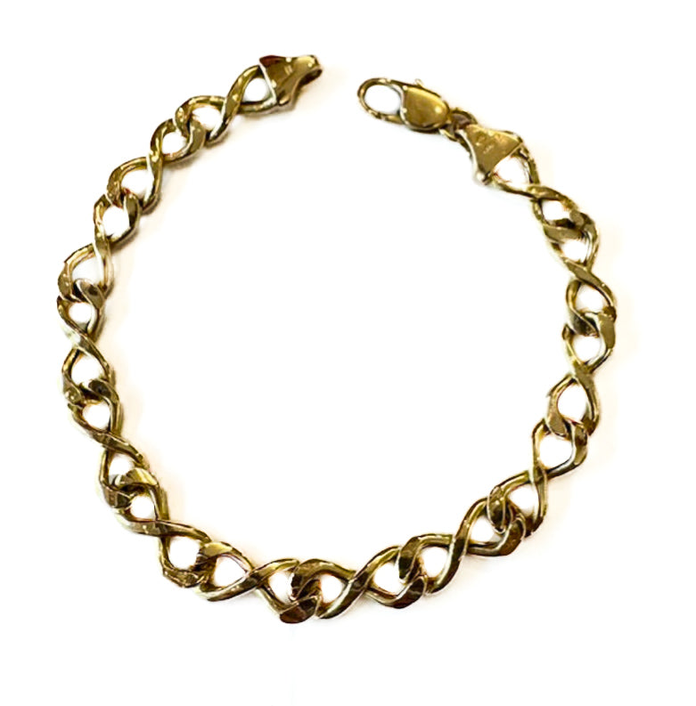 PLB16 Preloved 9ct Y/G Figure of eight link bracelet 5.8grms 7.5Inches