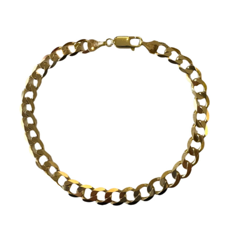 PLB19 9ct Y/G Flat curb link bracelet 10.4grms 8.5 inches length