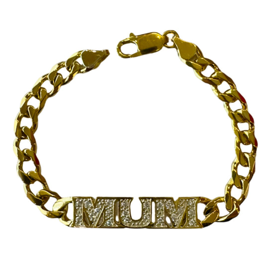 Silver with Gold-Plating, CZ set, MUM Bracelet Preloved
