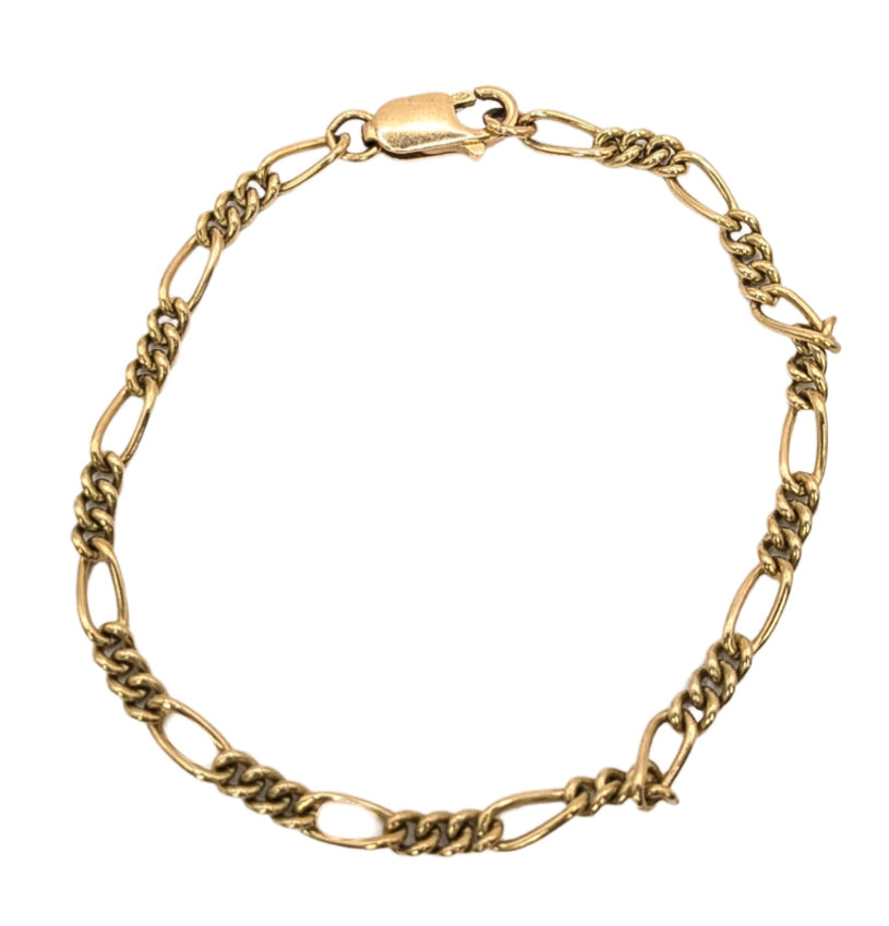 9ct Yellow Gold Figaro Link Bracelet Pre Loved