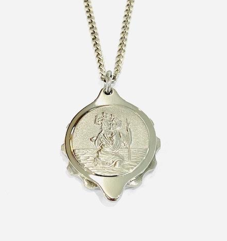 Stainless Steel SOS Talisman St Christopher Necklace
