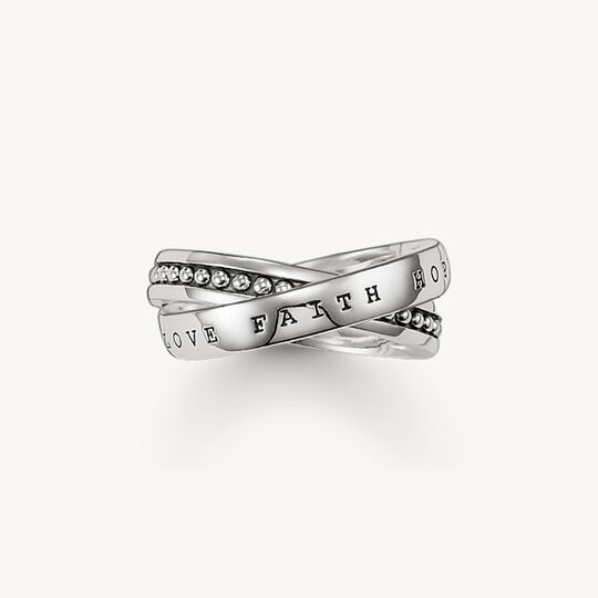 Thomas Sabo Sterling Silver Faith Love Hope Ring Size 60 ref TR1930-001-12-60