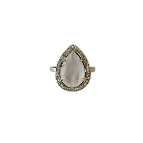 Thomas Sabo Silver milky quartz and CZ set Ring Size 54 ref TR2043-690-14-54