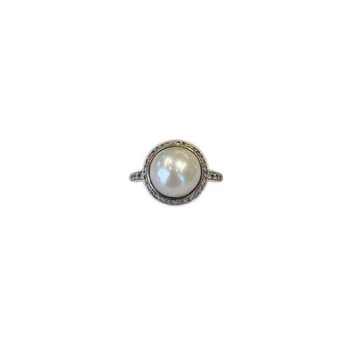 Thomas Sabo Sterling Silver Pearl and CZ set Ring TR2055-167-14-56 Size P