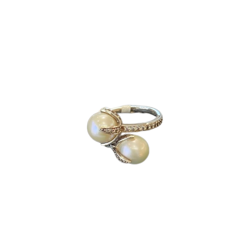 Thomas Sabo Sterling Silver Double Pearl and CZ set ring