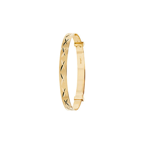 9ct Y/G Diamond cut pattern Baby Bangle