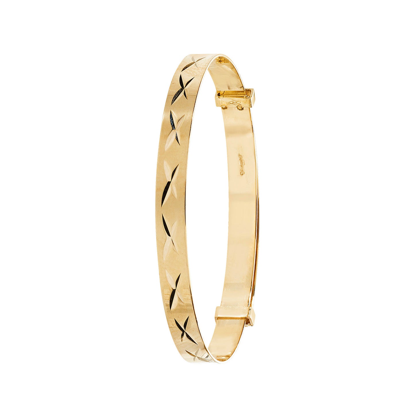 9ct Y/G Diamond cut 4mm patterned Baby expander Bangle