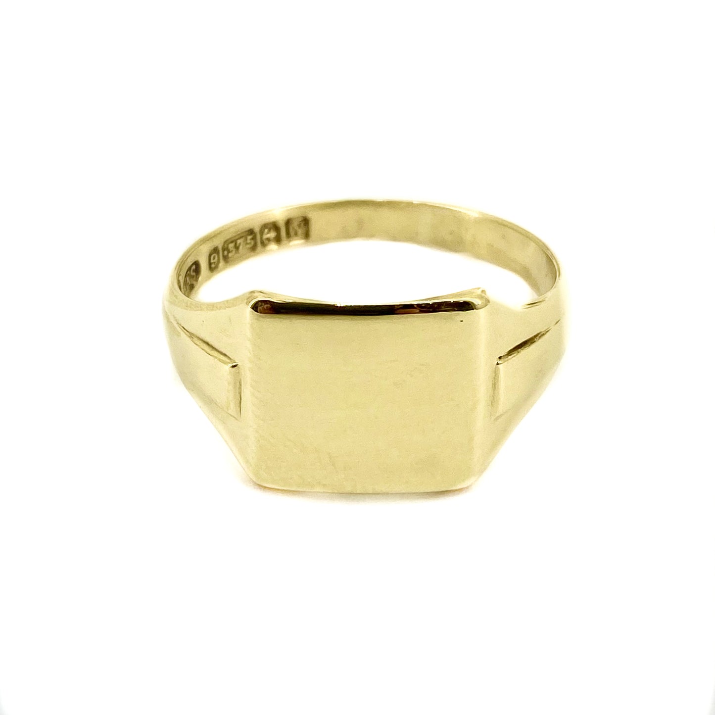 PLR201 Preloved 9ct Y/G Square Signet Ring Size R 3grms