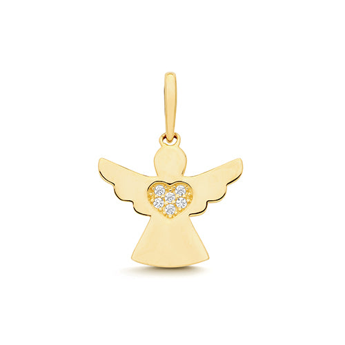 New 9ct Y/G CZ set Angel charm