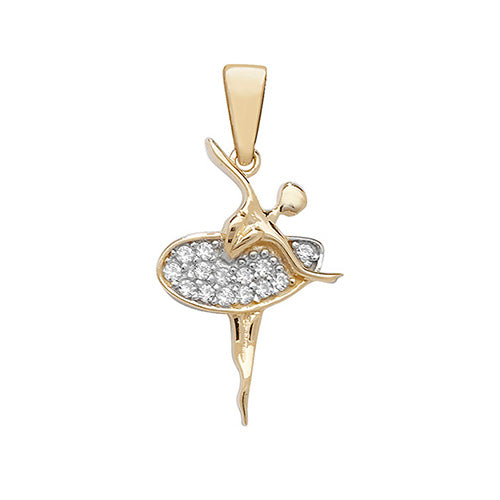 New 9ct Y/G CZ set Ballerina charm