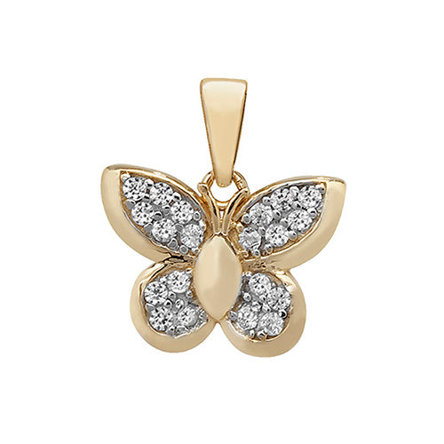 New 9ct Y/G CZ set Butterfly charm