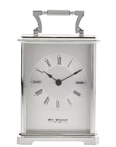 W2407 WM Widdop Silver coloured Battery operated Carriage Clock £85