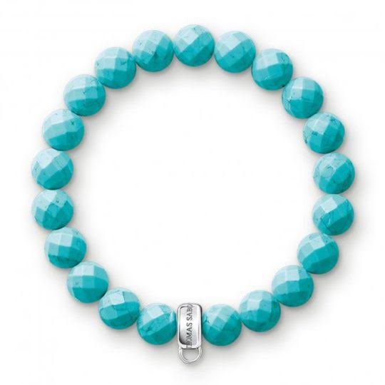 Thomas Sabo Charm Club Elasticated Bright Blue Beaded Bracelet
