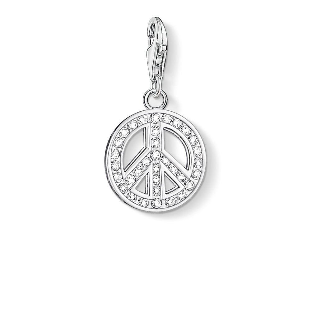 Thomas Sabo Sterling Silver Glitter CZ Peace Charm 0075