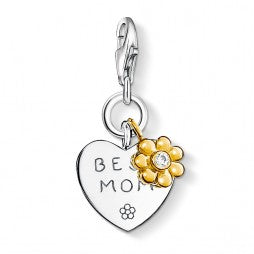 Thomas Sabo Sterling Silver CZ & Best Mom Heart Charm 0952-414-14