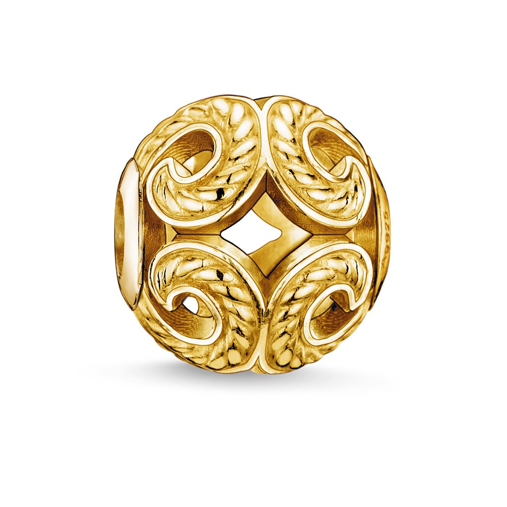 Thomas Sabo Sterling Silver gold plated Wave Design Karma Bead charm ref K0051-413-12