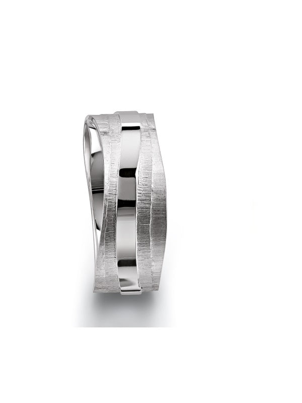Furrer Jacot 950 Palladium 9mm Wave Pattern Wedding Ring 71-26900-0-0