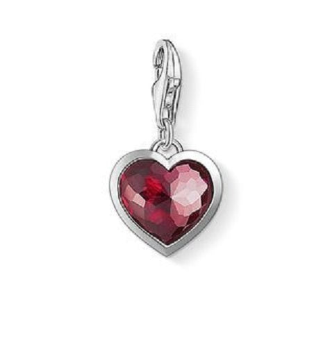 Thomas Sabo Sterling Silver Red Stone Heart Charm ref 1305-012-10
