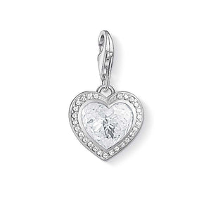 Thomas Sabo Sterling Silver Glitter CZ Heart Charm ref 1362-051-14