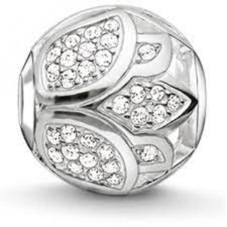 Thomas Sabo Sterling Silver CZ set Pave Lotus Blossom Karma Bead charm ref K0204-051-14