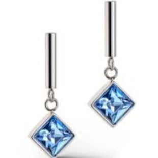Coeur de lion Stainless Steel Blue Crystal set drop earrings 6006/21-0741