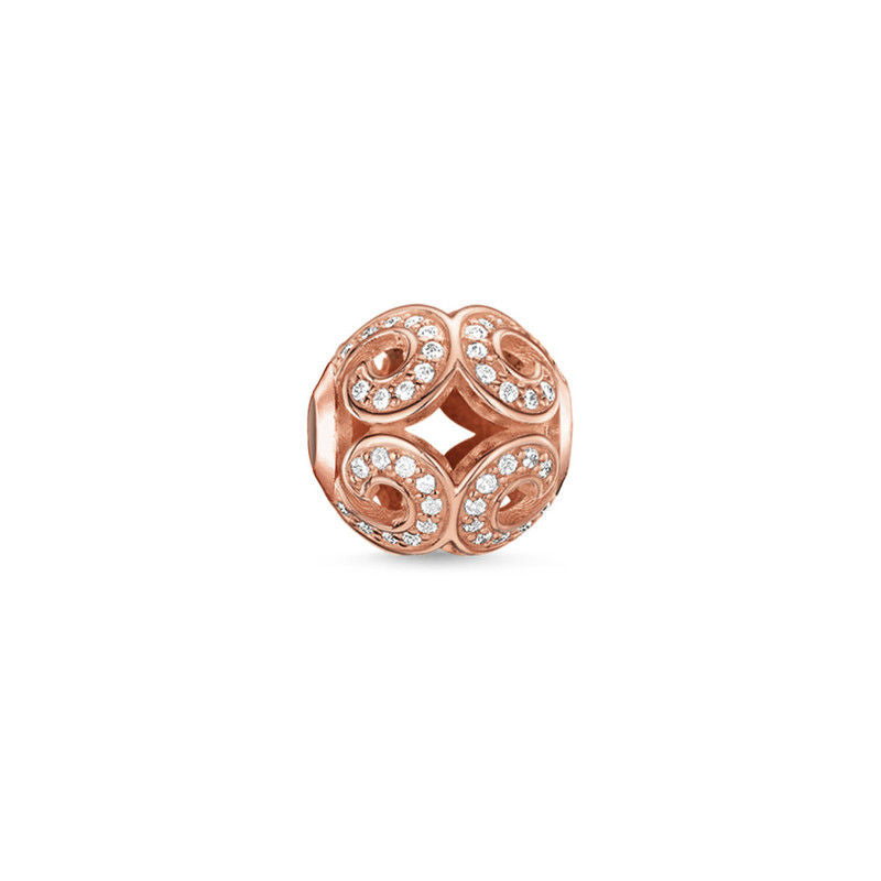 Thomas Sabo Sterling Silver Rose gold plated glittering Wave CZ set Karma bead charm ref K0027-416-14