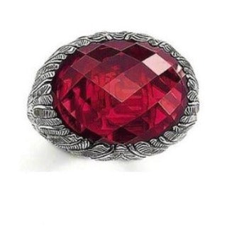 Thomas Sabo Sterling Silver Feather & Red CZ Ring Size 54 ref TR1864-012-10-54