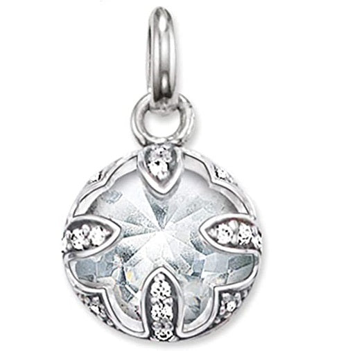 THOMAS SABO White Stone Oxidised Lotus Pendant ref PE685-643-14