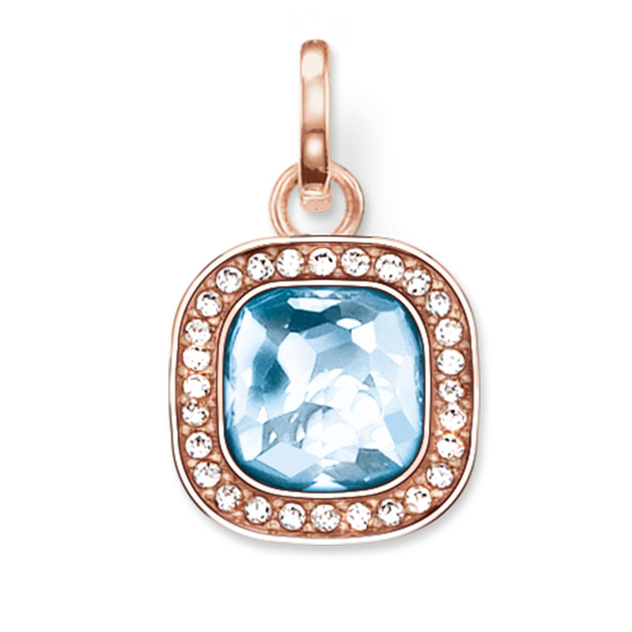 THOMAS SABO Rose Gold Plated Square Blue Cubic Zirconia Pendant ref PE687-635-1