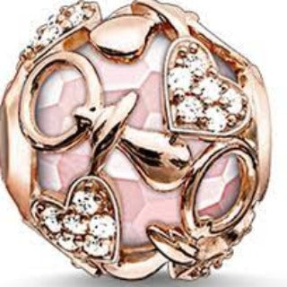 Thomas Sabo Sterling Silver Rose gold plated CZ set Baby girl Karma bead charm ref K0157-417-9
