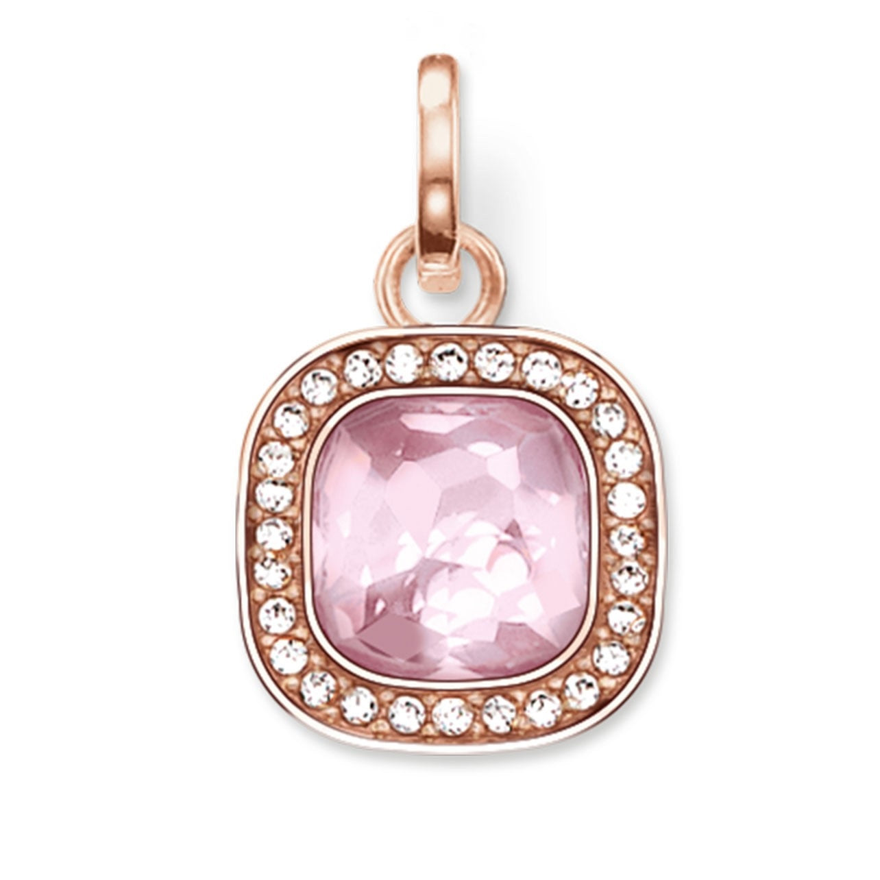 THOMAS SABO Rose Gold Plated Square Pink Cubic Zirconia Pendant ref PE687-633-9