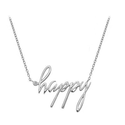 Hot Diamonds Sterling Silver Diamond Set 'Happy' Necklace DN100