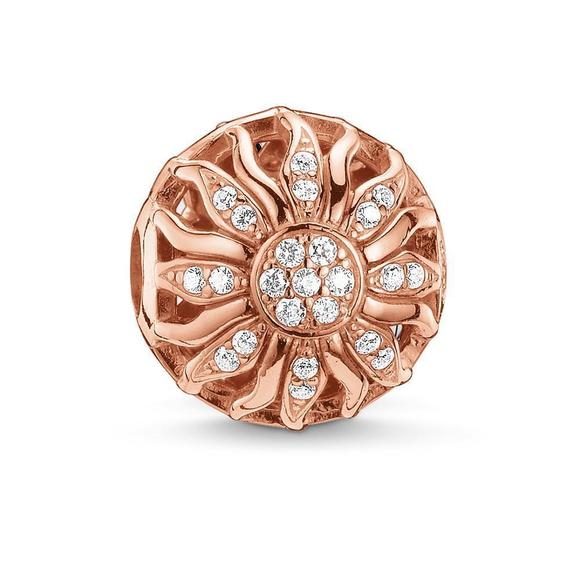 Thomas Sabo Sterling Silver Rose gold plated CZ set Sunshine Karma bead charm ref K0060-416-14