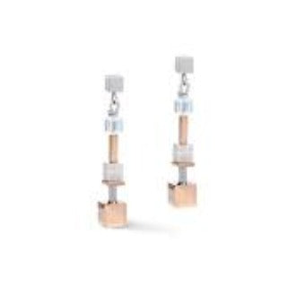 Coeur de Lion Stainless Steel Geo Cube Crystal drop earrings 5061/21-1631