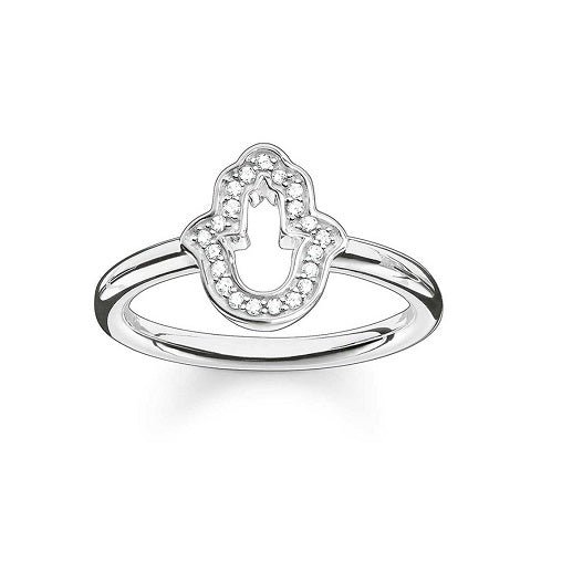 Thomas Sabo Sterling Silver Hand of Fatima Ring - TR2076-051-14-54 Size N