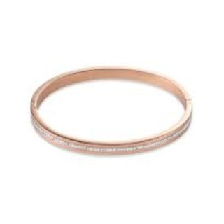 Coeur de Lion Stainless Steel Rose Gold colored Crystal set Bangle 0226/33-1800