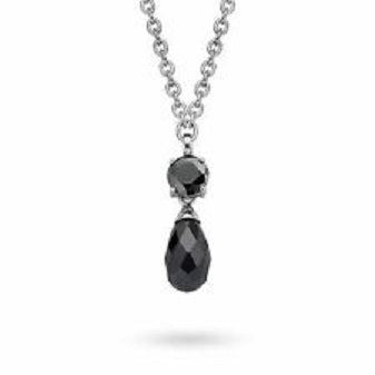 Ti Sento Stirling Silver Black CZ set pendant on chain ref 3726ZB/42