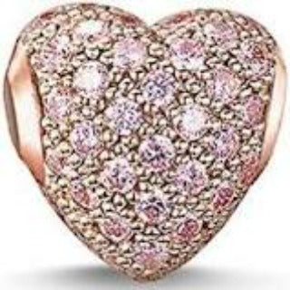 Thomas Sabo sterling Silver Rose gold plated CZ set Heart Karma Bead charm ref K0144-416-9