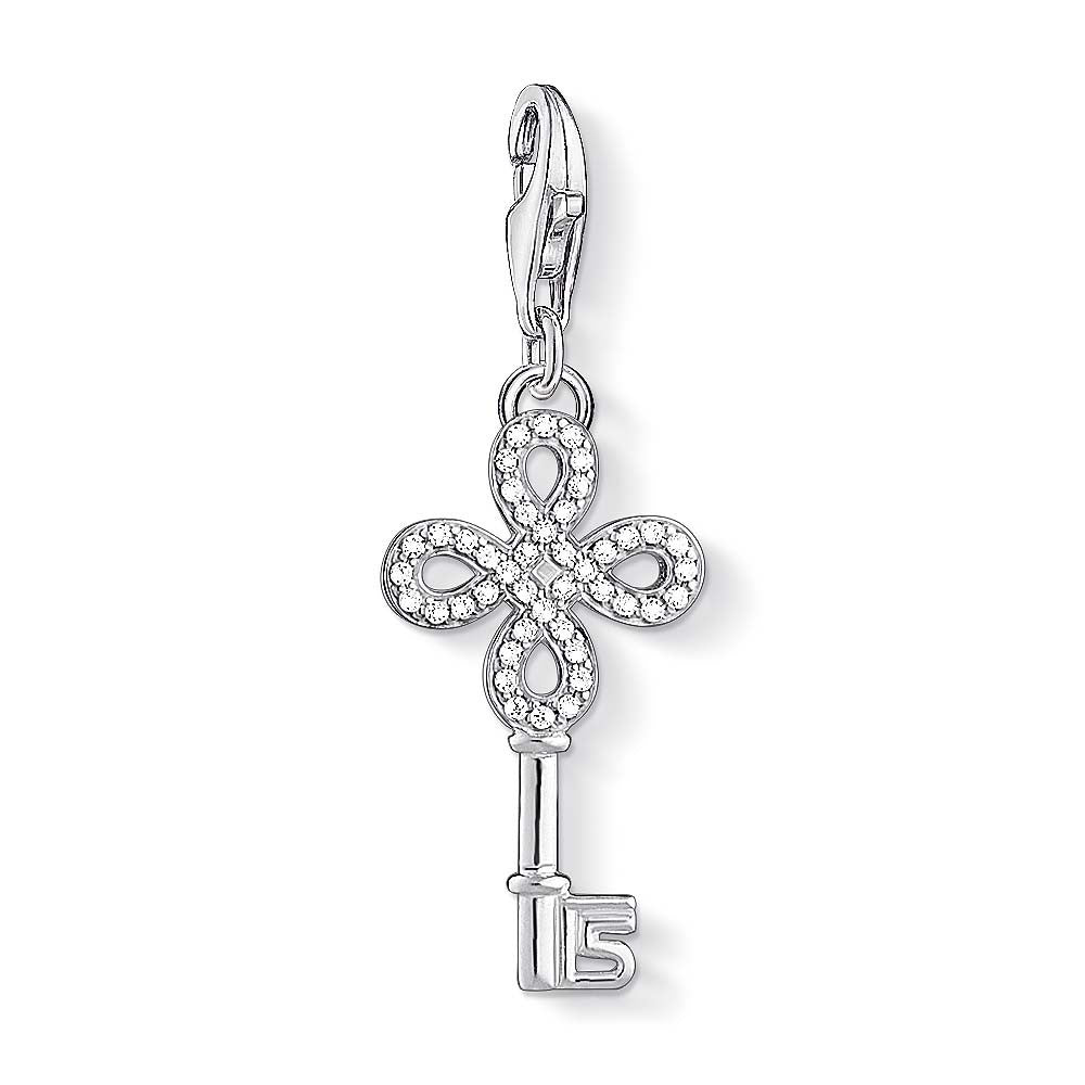 Thomas Sabo Sterling Silver CZ set Infinity Key charm ref 1360-051-14