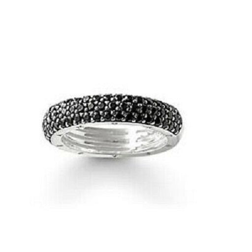 Thomas Sabo Silver Black CZ Pave set Ring Size 52 ref TR1777-051-11-52
