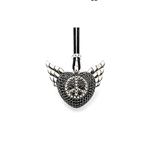 Thomas Sabo Sterling Silver Pave CZ Heart & Wings Peace Pendant