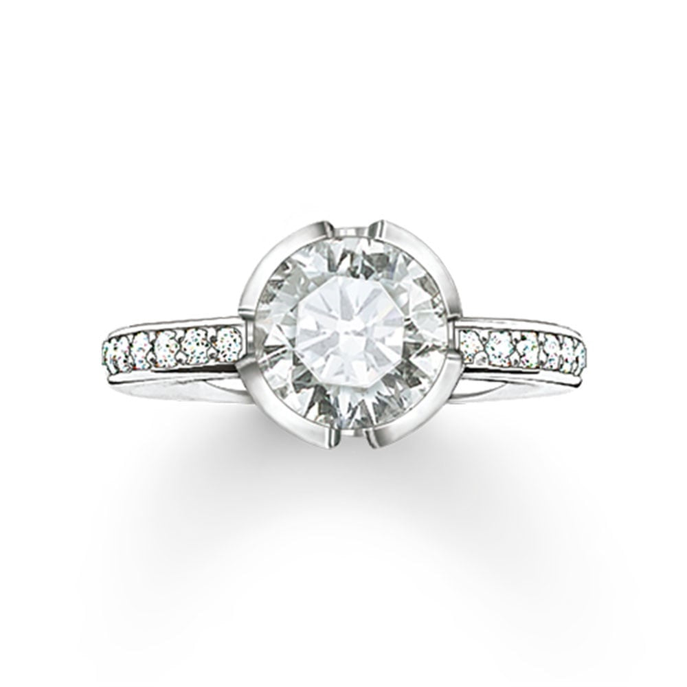 Thomas Sabo Silver Glam and Soul clear Cubic Zirconia Ring Size 54 ref TR2035-051-14-54