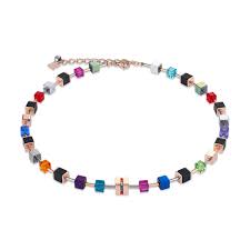 Coeur de Lion Stainless Steel Multi Colour Geo Cube Necklace 4980/10-1500