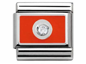 330315/03 Nomination Silver shine Orange CZ set charm