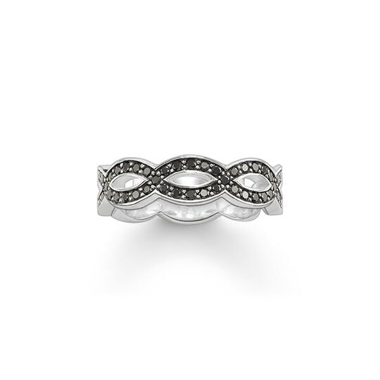 Thomas Sabo Sterling Silver Black CZ set ring TR1973-051-11-54 Size 54/N