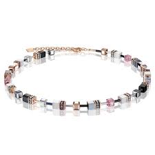 Coeur De Lion Geocube® Rose Gold, White & Light Rose Necklace 4013/10-1920