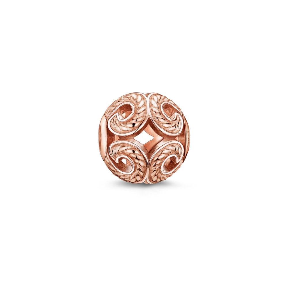 Thomas Sabo Sterling Silver Rose gold plated Karma Wave design bead charm ref K0009-415-12