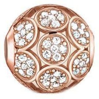 Thomas Sabo sterling Silver Rose gold plated CZ set Karma Bead charm ref K0141-416-14